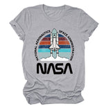NATIONAL AERONAUTICS Summer New Letter Rocket Printing Short Sleeve T-shirt Female