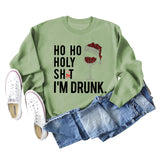 Ho Ho Holy Shit Fashion Women's Red Wine Glass Letter Long Sleeve Sweater Girl