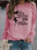 Letters Round Neck Women's Tops Long Sleeve IN A WORLD Loose Print Sweatshirt