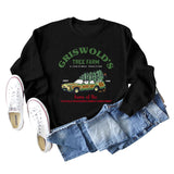 GRISWOLD'S TREE FARM Letter Christmas Loose Sweater Long Sleeve Woman