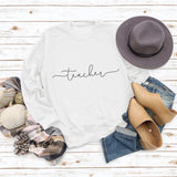 Teacher Letter Loose Bottom Casual Long-sleeved Plus-size Sweatshirt