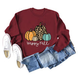 HAPPY FALL Fashion Letter Pumpkin Halloween Autumn and Winter Long Sleeve Oversized Sweater Girl