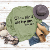 Printed Round Neck Letter Stitching Tops Long Sleeve Thou Shall Not Women's Printed Sweatshirt