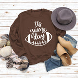 It's Game Day Letter Print Round Neck Autumn and Winter Long-sleeved Sweater