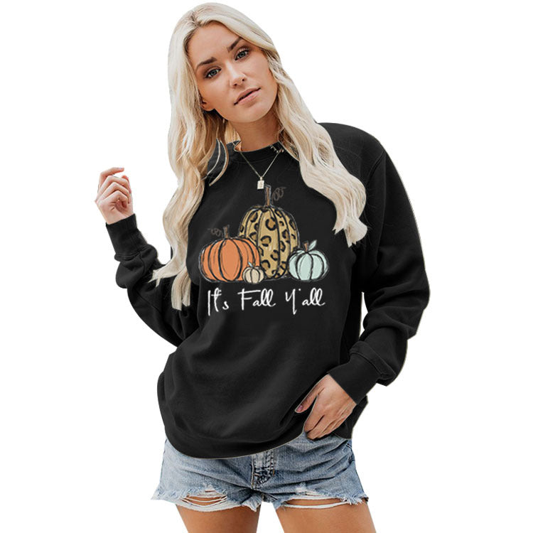 It's Fall Y'all Pullover, schlichtes Rundhalsoberteil, langärmeliger, bedruckter, lockerer Pullover