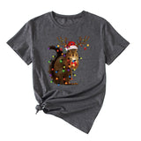 Squirrel Print Woman Casual Crewneck Short Sleeves