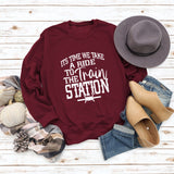 ITS TIME WE TAKE Letters Autumn and Winter Round Neck Fashion Tops Long-sleeved Sweater Women