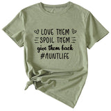 Lässiges T-Shirt mit Rundhalsausschnitt und kurzen Ärmeln mit Buchstabendruck von Love Them Spool