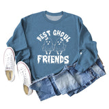 BEST GHOUL FRIENDS WOMEN'S MONOGRAM PRINT BOTTOMED CREWNECK SWEATSHIRT