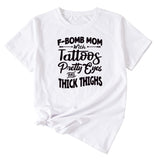 F-Bomb Mom Women's Letter Print Information Short Sleeve Top Women T-shirt
