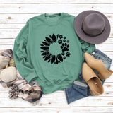 Women's Tops Sunflower Dog Print Casual Long-sleeved Sweatshirt