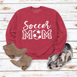 Simple Pullover Round Neck Top Long Sleeve Soccer Mom Printed Loose Sweater