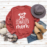 SCHNAUZER MOM Round Neck Letter Women's Sweatshirt Print Loose Long Sleeve