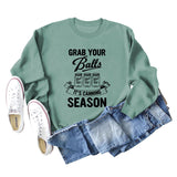 GRAB YOUR BALLS ITS Letters Loose Plus Size Long-sleeved Sweater Women