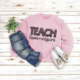Letter Round Neck Shirt Long Sleeve TEACH Love Printed Loose Sweater