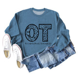 OT Occupational Therapist Letters Women's Crewneck Long-sleeved Sweatshirt