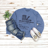 Round Neck Tops Long Sleeve Abibliophobia Loose Print Sweatshirt