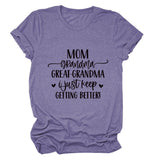 MAMAN GRAND-MÈRE GRANDE MODE LETTRE CREWNECK T-SHIRT À MANCHES COURTES FEMME-Shirt