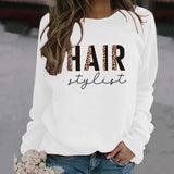 HAIR Stylist Letter Print Long-sleeved Fall and Winter Bottoming T-shirt Round Neck Sweater Shirt