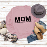 Mom The Woman The Myth Spot Letter Loose Long Sleeve Plus Size Sweater