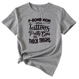 F-Bomb Mom Women's Letter Print Information Short Sleeve Top Women T-shirt