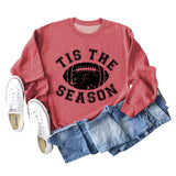 SPOT TIS THE SEASON RUGBY LETTER PRINT LONG SLEEVED SWEATSHIRT WOMEN