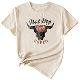 Not My Rodeo Vintage Fun Pattern T-shirt à manches courtes et col rond pour femme