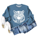 GAME DAY Tiger Letter Loose Bottom Long Sleeves Plus Size Sweatshirt Woman