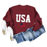 Women's USA Printed Bottoming Long-sleeved Round Neck Sweater