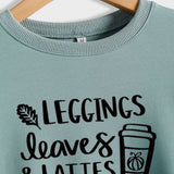 LEGGINGS LEAVES LATTES Letter Loose Bottoming Long Sleeve Plus Size Sweater