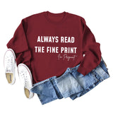 Always Read Women's Crewneck Long-sleeved Sweatshirts Carefully
