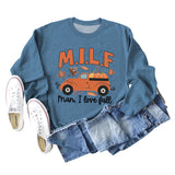 Milf Man I Love Fall Pumpkin Truck Print Long Sleeve Sweatshirt Woman