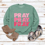 Round Neck Tops Long Sleeve PRAY Onit PRAY Oues It Printed Sweatshirt