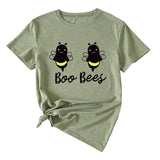 Womens Boo Bees Cute Pattern Printed Round Neck Short Sleeve T-shirt