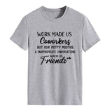 Modisches Damen-T-Shirt mit Rundhalsausschnitt und kurzen Ärmeln „WORK MADE US“