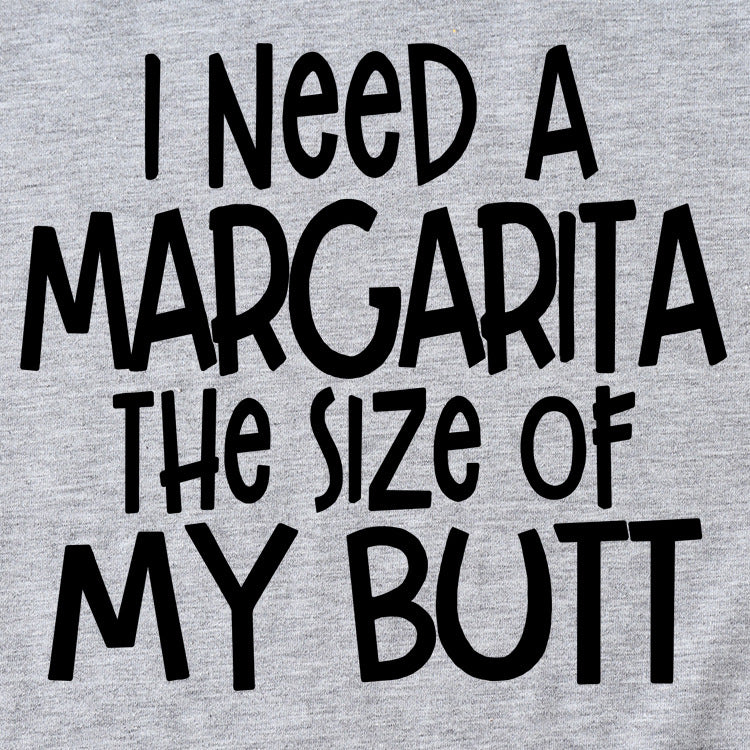 I Need A Margarita Printed Round Neck Fashion Letter Large Women's T-Shirt Loose Short Sleeve Shirt