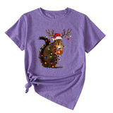 Squirrel Print Woman Casual Crewneck Short Sleeves