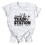 Summer Court Be a Train Crew Neck Letter Short Sleeve Women's T-Shirt