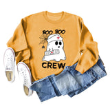 BOO BOO CREW Letter Printing Round Neck Autumn and Winter Long Sleeve Plus Size Sweater Women