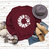 Women's Tops Sunflower Dog Print Casual Long-sleeved Sweatshirt