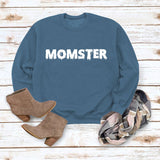 MOMSTER Printed Loose Round Neck Tops Long Sleeve Round Neck Sweatshirt