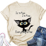 Kurzärmliges T-Shirt mit Rundhalsausschnitt und großem Buchstabendruck „It's Fine I'm Fine“