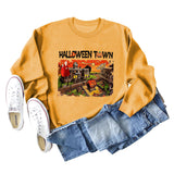 Halloween Town Letter Printed Women's Loose New Sweater Long Sleeve Shirt