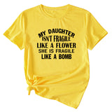 Großes Damen-T-Shirt mit Aufdruck „MY DAUGHTER ISN'T“ in Buchstabenform, kurzärmelig
