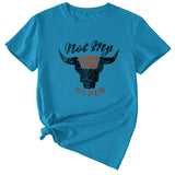 Not My Rodeo Vintage Fun Pattern T-shirt à manches courtes et col rond pour femme