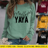 YAYA Pflanzenblumenbuchstaben Rundhals Langarm-Sweatshirt für Damen
