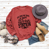 ITS TIME WE TAKE Letters Autumn and Winter Round Neck Fashion Tops Long-sleeved Sweater Women