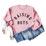 RAISING BOYS LETTERS LOOSE WOMEN'S BASE LONG SLEEVE SHIRT OVERSIZED SWEATSHIRT