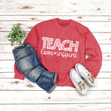 Letter Round Neck Shirt Long Sleeve TEACH Love Printed Loose Sweater