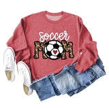 Soccer Mom Football Love Letter Leopard Crew Neck Fall/Winter Long Sleeve Sweater Women